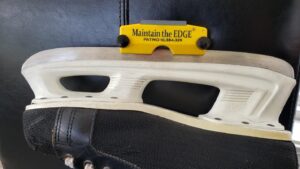 3/8 hockey ice skate sharpener on skate view