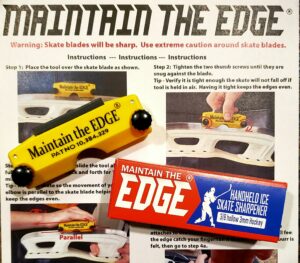 3/8 inch hockey ice skate sharpener on top of instructions